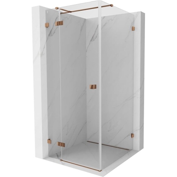 MEXEN/S - Lunar T sprchový kout dveře křídlové levá 90 x 90, transparent, růžové zlato 834T-090-090-60-00-L