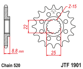 JT Sprockets Řetězové kolečko na KTM 450XC/450SX/505SX Počet zubů: zubů: