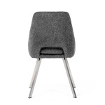 Židle jídelní, šedá látka, kovové nohy, broušená nerez.