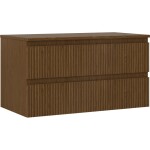 MEXEN/S - Rivel koupelnová skříňka pod umyvadlo 90 cm s deskou, 2 zásuvky, reliéf , ořech 91A20-09047-2-BFFC86