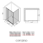 CERANO - Sprchový kout Santini L/P - 6 mm - černá matná, transparentní sklo - 120x100x195 - pivotový CER-429010