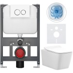 CERANO - Kompletní WC set Basic/Forte - bílá lesklá - WC tlačítko Dualo/Bílá - závěsné - nízký modul - předstěnová instalace - 51x36 CER-8050BD86109