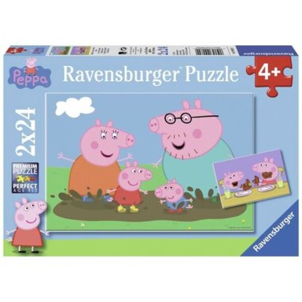 RAVENSBURGER 090822 Prasátko Peppa: Šťastná rodina 2x24 dílků