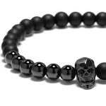 Pánský korálkový náramek Royal Skull 3 - achát, lebka, Černá 23 cm