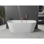 MEXEN/S - Oval vana volně stojící nástěnná 160 x 80, bílá, sifon a přepad růžové zlato 52671608000-60