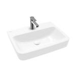 VILLEROY & BOCH - O.novo Umyvadlo na desku, 60x46 cm, bez přepadu, otvor pro baterii, AntiBac, CeramicPlus, alpská bílá 4A416LT2