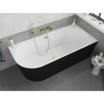 MEXEN/S - Silo volně stojící rohová vana pravá reliéf 170 x 80, bílá/černá, sifon a přepad zlatá kartáčovaná 52891708075P-55
