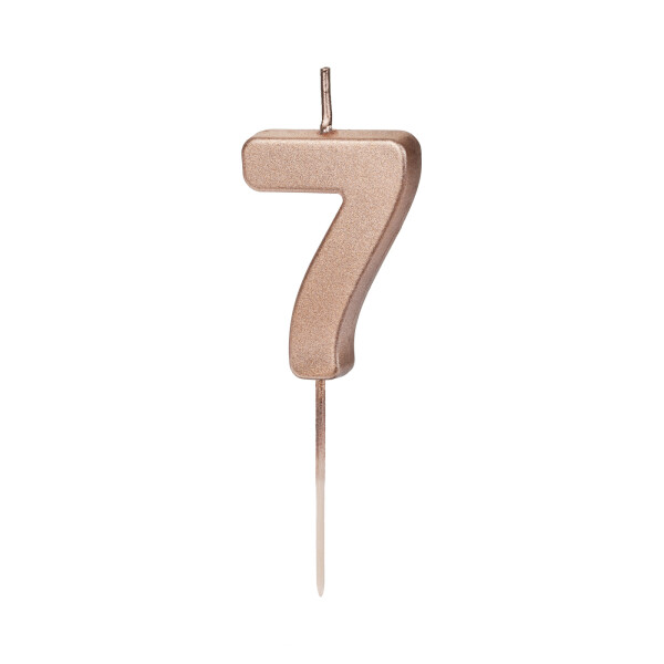 Svíčka dortová rose gold číslo 7 - Albi