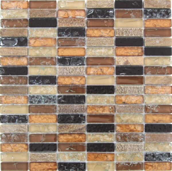 Mozaika 305x305x8mm, popraskané sklo, HARMONIA BROWN CMOZ09L