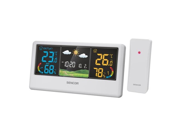 SENCOR SWS 4100 W Meteostanice bílá / barevný LCD / bezdrátové čidlo (8590669349623)