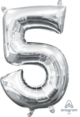 Amscan Balónek foliový narozeniny číslo 5 stříbrný 35 cm Amscan Balónek foliový narozeniny číslo 5 stříbrný 35 cm
