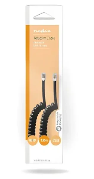 Nedis Telefonní kabel RJ10 - RJ10 černá / Telefonní kabel / kroucený / 2 m / Box (TCGB90100BK20)