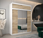 Šatní skříň Abi T1 s nástavcem Barva korpusu: Bílá, Rozměry: 250 cm, Dveře: Dub artisan