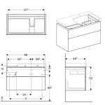 GEBERIT - Xeno 2 Skříňka pod umyvadlo 90 cm s odkládací plochou, zásuvka s LED svítidlem, šedobéžová 500.516.00.1