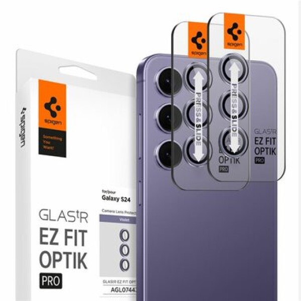 Spigen Glass tR EZ Fit Optik Pro ochranné sklo na fotoaparát pro Samsung Galaxy S24 2ks fialová (AGL07443)