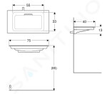 GEBERIT - ONE Umyvadlo nábytkové 750x400x130 mm, skrytý přepad, bez otvoru pro baterii, vodorovný odtok, KeraTect, bílá 500.391.01.1