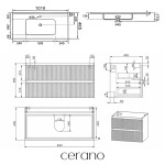 CERANO - Koupelnová skříňka Carole - bílá matná rýhovaná + keramické umyvadlo Novo - bílá lesklá - 101x49,5x46,5 CER-731114