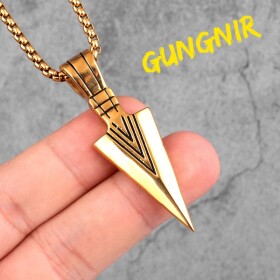 Pánský ocelový náhrdelník Ódinovo kopí GUNGNIR Gold, Zlatá 60 cm