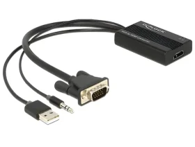DeLock Adaptér VGA na HDMI / audio / USB napájení / Full HD 1920×1080 / černá (62597)