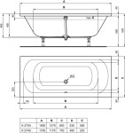 IDEAL STANDARD - Hotline Vana DUO 170x75 cm, bílá K274901