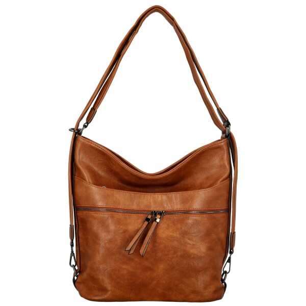 Trendy dámský koženkový kabelko-batoh Kavya, hnědý