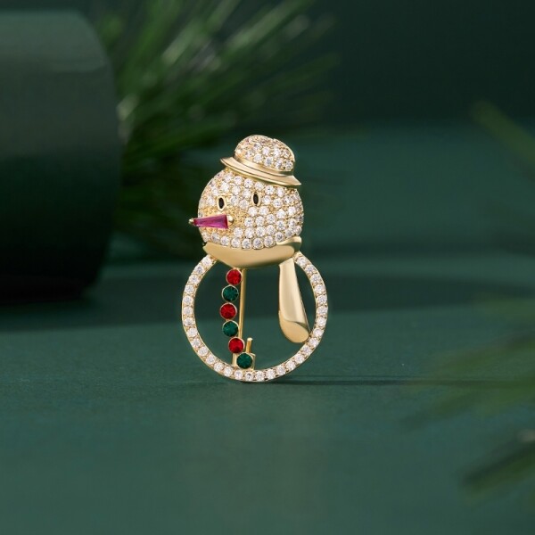 Vánoční brož se zirkony Sněhulák, Zlatá