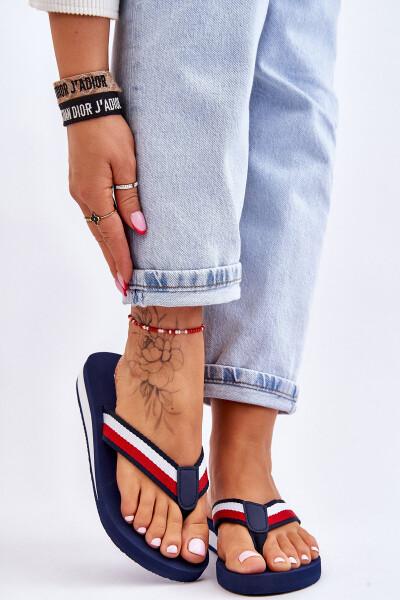 Dámské žabky na platformě Big Star LL274779 námořnická modrá 40