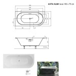 HOPA - Asymetrická vana AVITA SLIM+ - Nožičky k vaně - Bez nožiček, Rozměr vany - 150 × 70 cm, Způsob provedení - Levé VANAVIT15SLIMLP