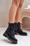 Zdobené dámské botky workerky zateplené D&A černé MR880-017 36