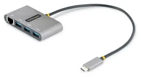 StarTech USB-C Hub 3 porty šedá / Gigabit Ethernet / 3x USB-A / kabel 0,3 m (HB30C3A1GEA2)