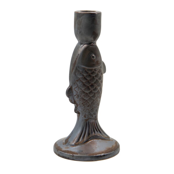 House Doctor Keramický svícen Rio Metallic black, černá barva, keramika