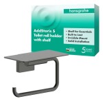 HANSGROHE - AddStoris S Držák toaletního papíru s poličkou, kartáčovaný černý chrom 41789340