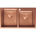 MEXEN - Xorin ocelový dřez 2-bowl 780 x 450 mm, měď 6441782000-65