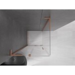 MEXEN/S - Velar L sprchový kout, posuvné dveře 90 x 90, transparent, měď kartáčovaná 871-090-090-03-65