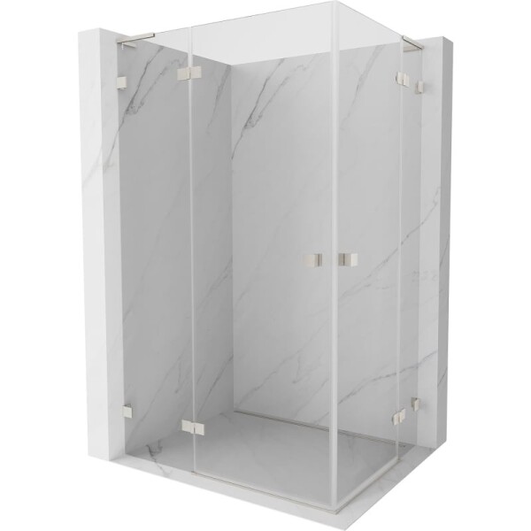 MEXEN/S - Lunar L Duo sprchový kout dveře křídlové 115 x 110 cm, transparent, nikl kartáčovaný 834L-115L-110P-97-00