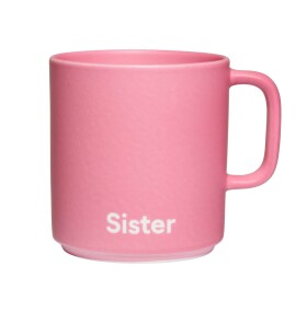 DESIGN LETTERS Porcelánový hrnek Sister 200 ml, růžová barva, porcelán