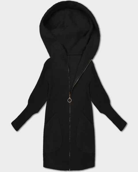 Černá bunda - přehoz přes oblečení typu alpaka s kapucí (19905.1) odstíny černé uni velikost