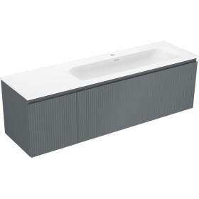 MEXEN/S - Rivel koupelnová skříňka 160 cm s umyvadlem Vela pravá, 1S, 1D, reliéf, grafit/bílá mat 91A23-16047-3-BBFF66-W23P01