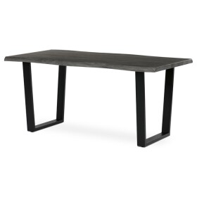 Stůl jídelní, 160x90x75 cm, MDF deska, dekor šedý dub, kovová nohy ve tvaru U, černý matný lak