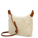 Letní dámská pletená crossbody kabelka Joanna, krémová