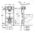 GROHE - Rapid SL Předstěnový instalační prvek pro závěsné WC, splachovací nádržka GD2 38525001