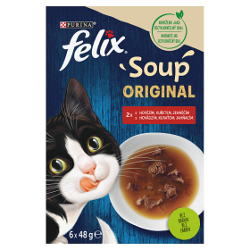 Purina Felix Soup polévky s hovězím+kuřetem a jehněčím 6x48g / Kapsičky pro kočky (8445290290731)