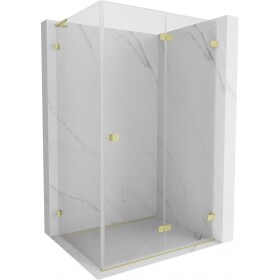 MEXEN/S - Lunar-F L sprchový kout skládací dveře pravá 95 x 80, transparent, zlato kartáčovaná 836L-095-080-55-00-P