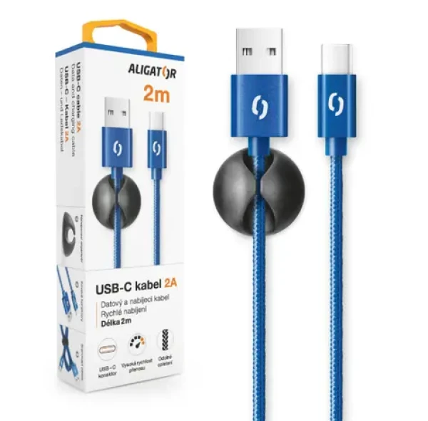 Aligator Datový kabel PREMIUM 2A / USB-C 2m modrý (DATKP30)