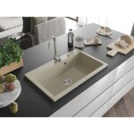 MEXEN - Elix granitový dřez 1-miska 800 x 500 mm, béžový, sifon chrom 6527801005-69