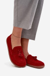 Kožené semišové mokasiny typu barefoot Zazoo 322 červené 39
