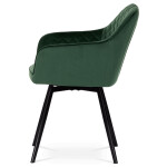 Jídelní židle, potah smaragdově zelená sametová látka, kovové nohy, černý matný lak