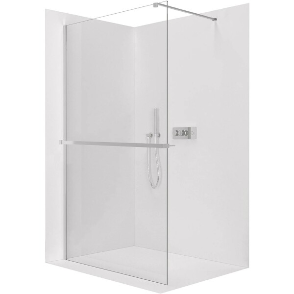 CERANO Sprchová zástěna Walk-in Onyx Cube L/P - 8 mm - hranatá vzpěra + polička/držák na ručníky - chrom, transparentní sklo - 40x200 cm