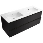 CERANO - Koupelnová skříňka Velora - černá matná, úchytka černá + keramické umyvadlo Todo - bílá lesklá - 121x55x46,5 CER-664894