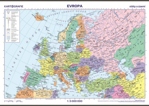 Evropa - nástěnná mapa Státy a území 1:5 000 000